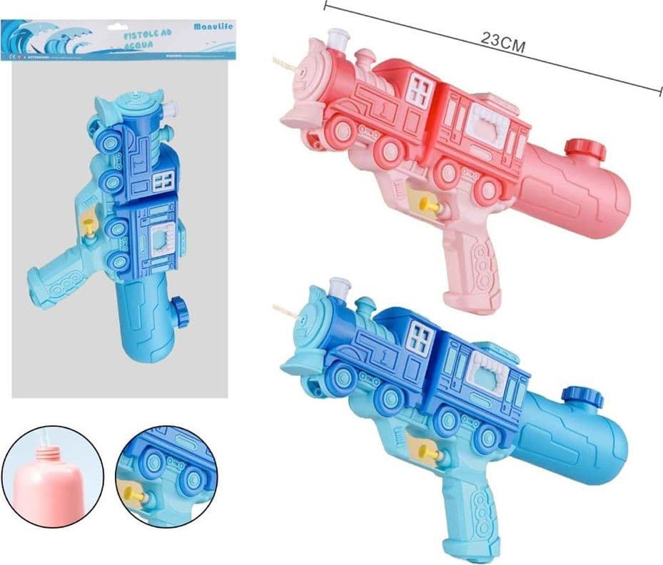 PISTOLA AD ACQUA 5183 DESIGN LOCOMOTIVA CON VAGONE PER BAMBINI GIOCO ESTIVO 23 CM 618553 in Pistole d'acqua Trade Shop italia - Napoli, commercioVirtuoso.it