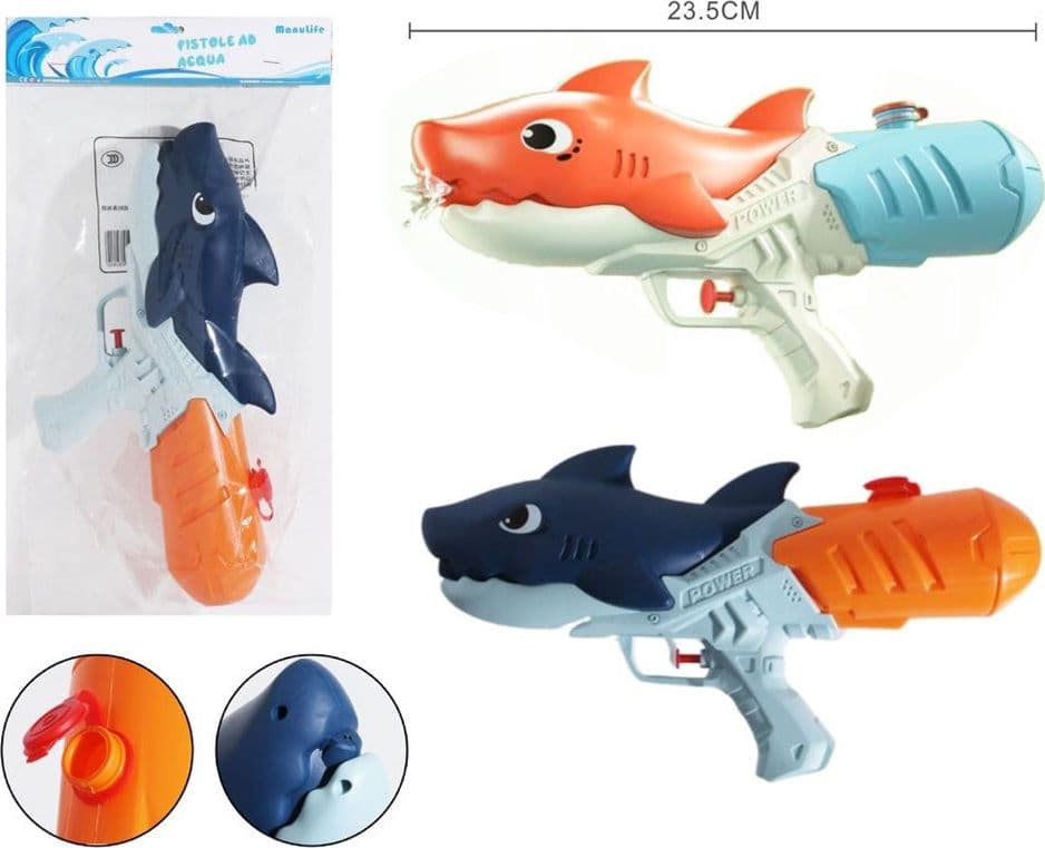 PISTOLA AD ACQUA GIOCATTOLO PER BAMBINI GIOCO ESTATE A FORMA DI SQUALO 23.5CM 618555 in Pistole d'acqua Trade Shop italia - Napoli, commercioVirtuoso.it