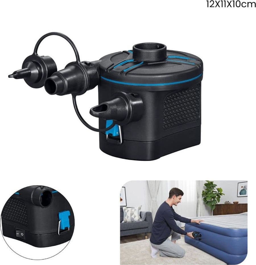 POMPA DI GONFIAGGIO ELETTRICA POWERTOUCH A BATTERIE CON 3 ADATTATORI 12X11X10CM 62254 in Pompe elettriche Trade Shop italia - Napoli, commercioVirtuoso.it