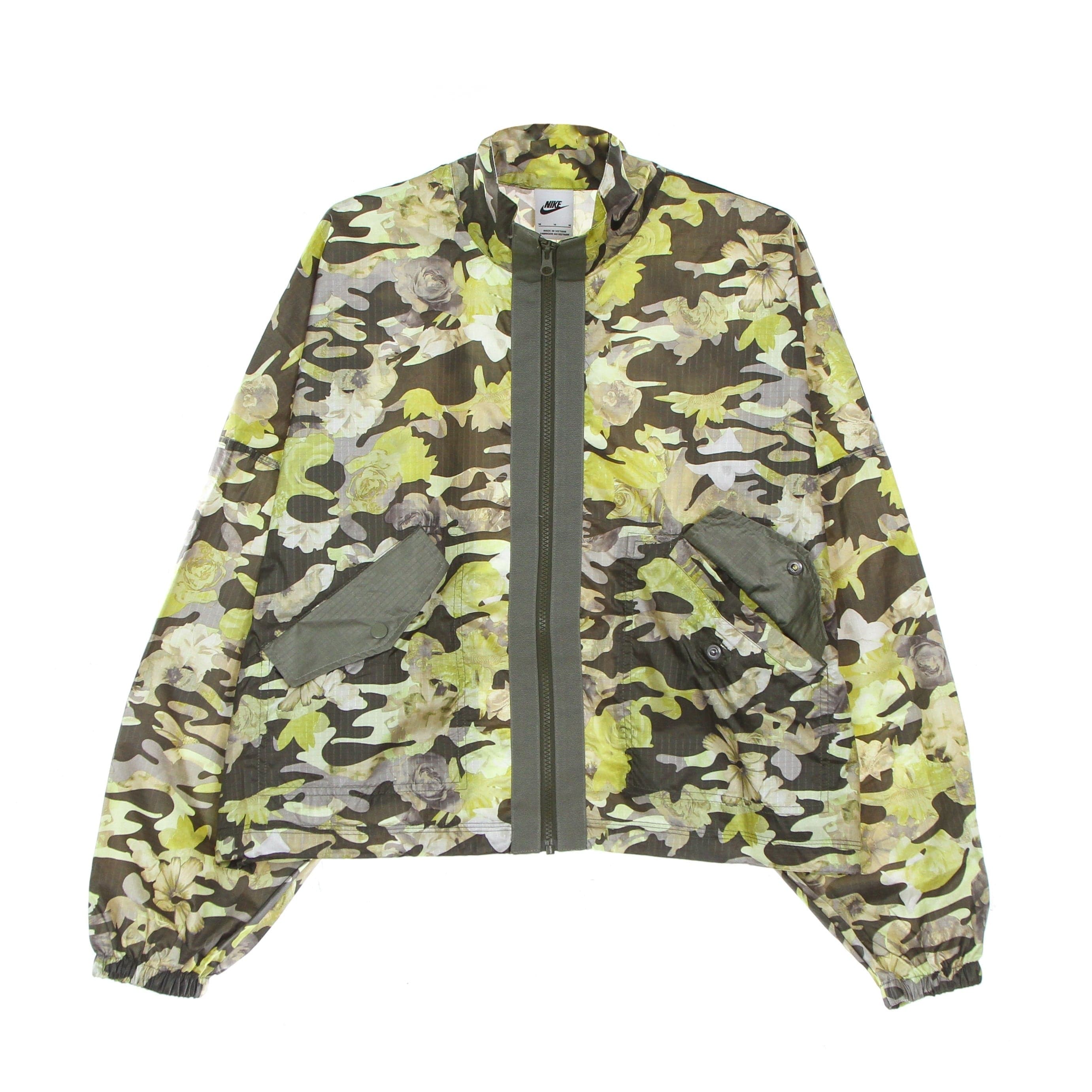 Nike Giacca Tuta Donna Woven Aop Jacket Cargo Khaki/light Army/black