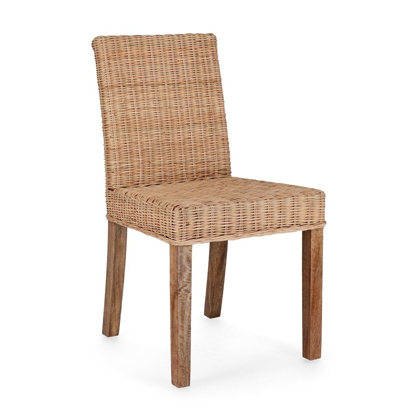 Sedia "Analuz" struttura in legno di mango con intreccio in rattan da interno - 6