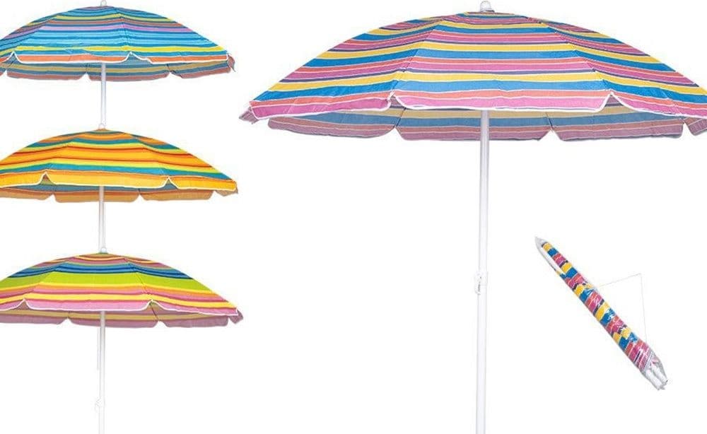 OMBRELLONE SPIAGGIA MARE DA 180 CM 8 STECCHE IN TESSUTO TNT A STRISCE COLORATE 6699055 - 2