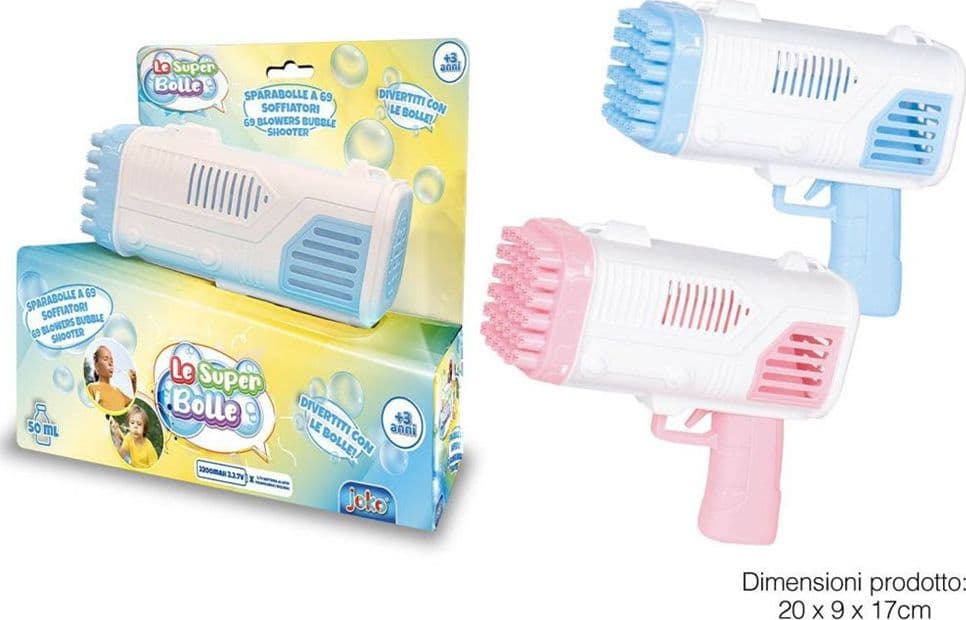 PISTOLA SPARABOLLE DI SAPONE A 36 FORI DA 50ML A PILE GIOCO PER BAMBINI 2 COLORI 807632 in Soffiatori di bolle Trade Shop italia - Napoli, commercioVirtuoso.it
