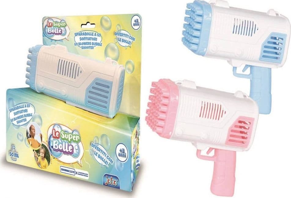PISTOLA SPARABOLLE DI SAPONE A 36 FORI DA 50ML A PILE GIOCO PER BAMBINI 2 COLORI 807632 in Soffiatori di bolle Trade Shop italia - Napoli, commercioVirtuoso.it