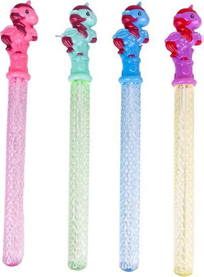 SET 2PZ TUBO BACCHETTA BOLLE DI SAPONE 37CM CON UNICORNO 4 COLORI BAMBINI 3+ 6718030 - 2