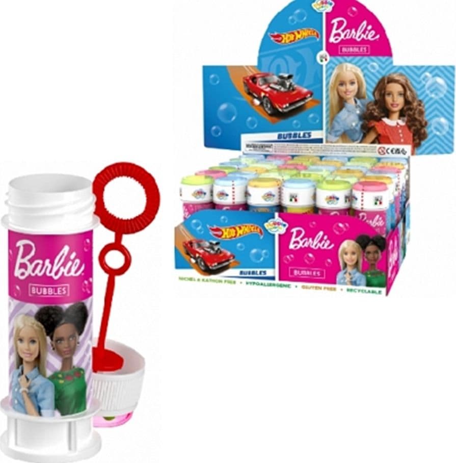BOLLE DI SAPONE CONFEZIONE DA 36PZ FLACONI 60ML BARBIE/HOTWHEELS MIX FESTE GIOCO 008365 in Soffiatori di bolle Trade Shop italia - Napoli, commercioVirtuoso.it