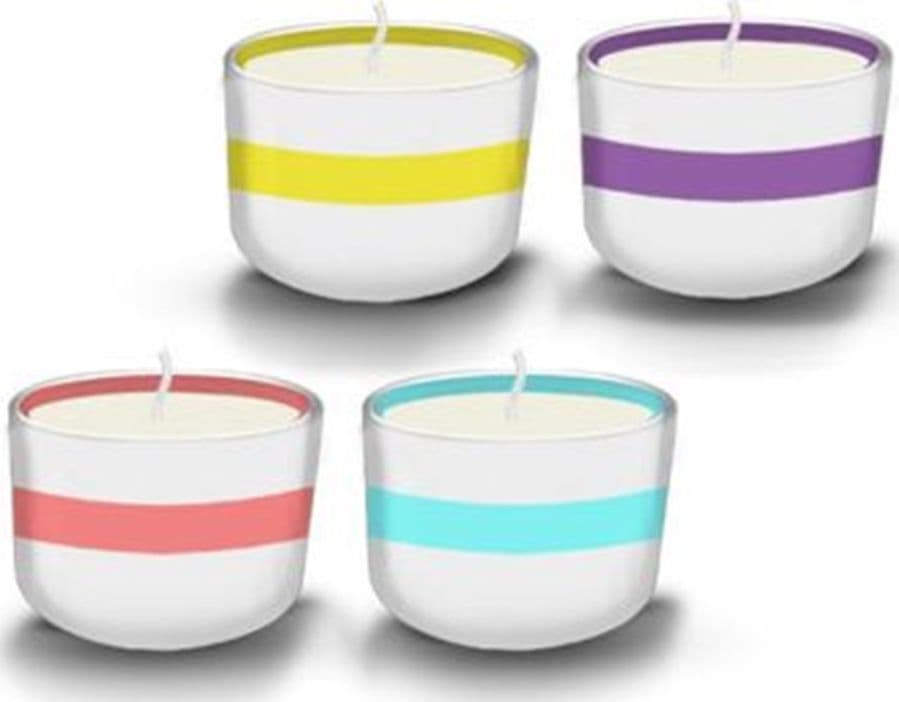 SET 12PZ CANDELA CITRONELLA 90GR IN CERAMICA CON RIGA COLORATA REPELLENTE INSETTI 032640 in Set di candele Trade Shop italia - Napoli, commercioVirtuoso.it