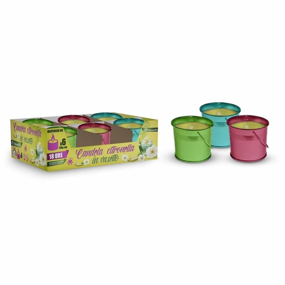 SET 6PZ CANDELA PROFUMATA ALLA CITRONELLA VASETTO IN METALLO REPELLENTE ZANZARE 032626 in Candele in vasetto Trade Shop italia - Napoli, commercioVirtuoso.it