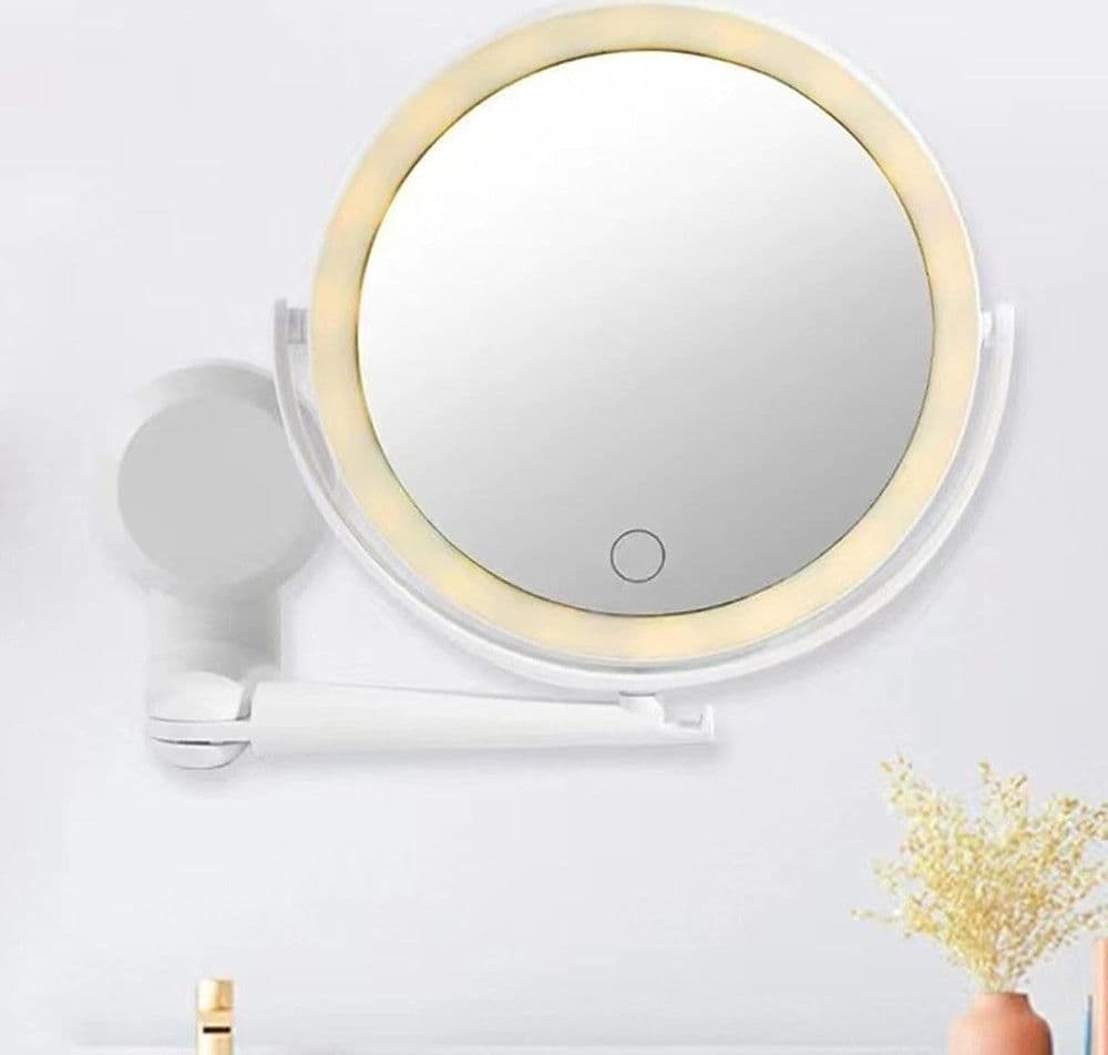 SPECCHIO TRUCCO A PARETE ILLUMINATO CON INGRANDIMENTO DIMMERABILE LED RICARICABILE TOUCH in Specchi da tavolo Trade Shop italia - Napoli, commercioVirtuoso.it