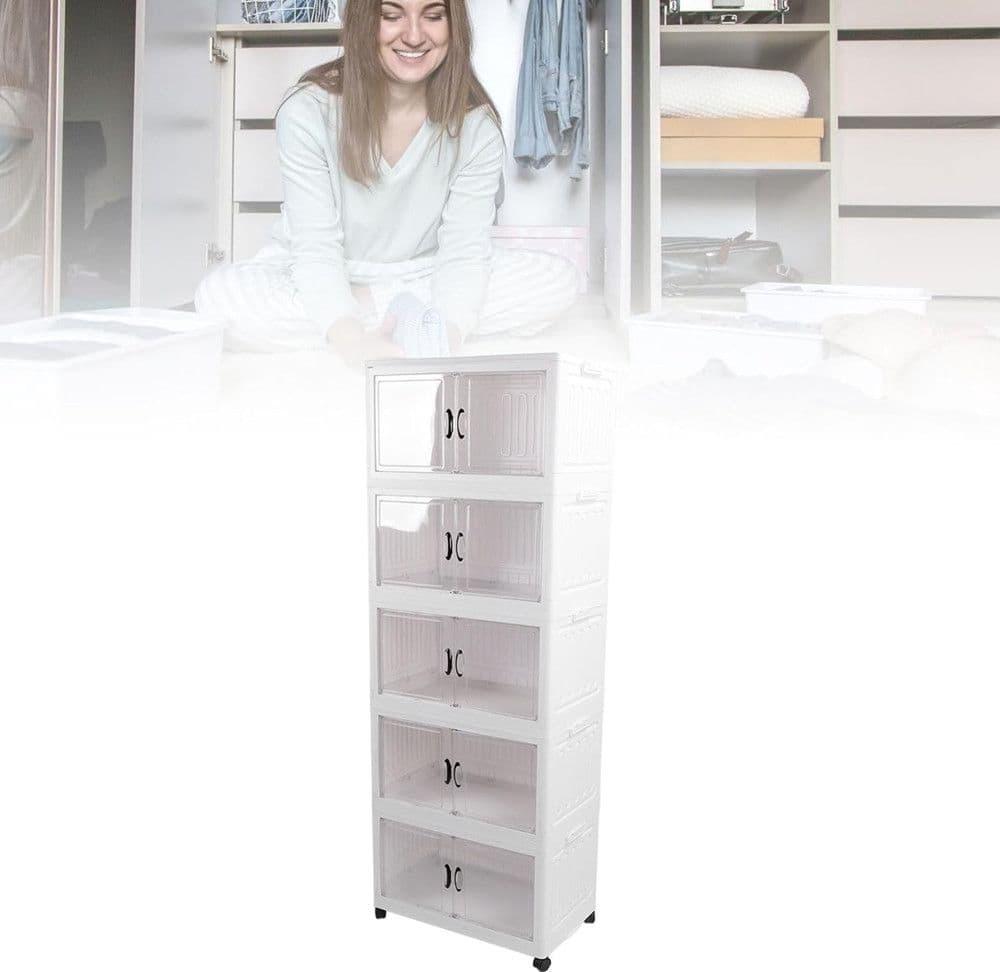 ARMADIETTO PIEGHEVOLE IN PLASTICA CON 4 RUOTE MOBILI CONTENITORI ORGANIZZAZIONE CASA UFFICIO in Contenitori con coperchio Trade Shop italia - Napoli, commercioVirtuoso.it
