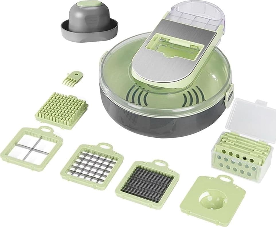AFFETTATRICE 9IN1 TRITATUTTO PORTATILE IN ACCIAIO CON CESTELLO SCOLAPIATTI MULTIFUNZIONALE in Affettaverdure e mandolini da cucina Trade Shop italia - Napoli, commercioVirtuoso.it