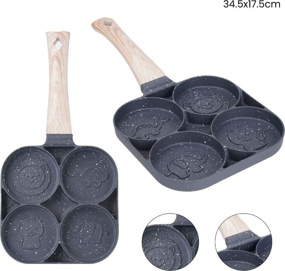 PADELLA ANTIADERENTE A 4 FORI CON ANIMALI PER PANCAKE UOVA FRITTE HAMBURGER 624385 in Padelle per omelette e frittate Trade Shop italia - Napoli, commercioVirtuoso.it