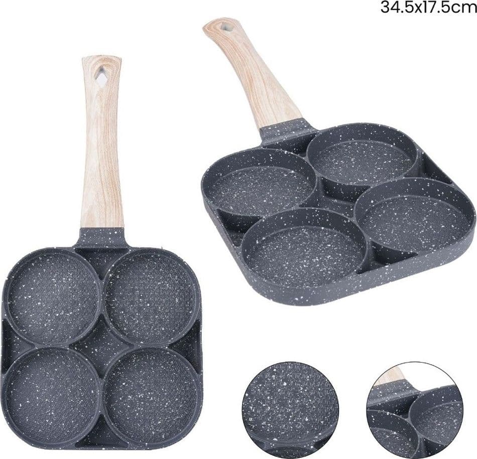 PADELLA ANTIADERENTE A 4 FORI PER UOVA PANCAKE MANICO IN LEGNO ACCESSORI CUCINA 624386 in Padelle per omelette e frittate Trade Shop italia - Napoli, commercioVirtuoso.it