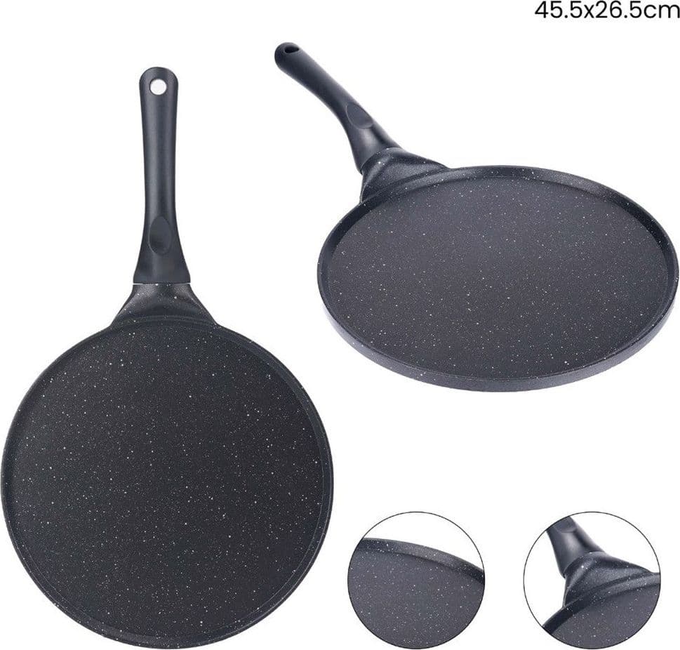 PADELLA ANTIADERENTE PIASTRA LISCIA TONDA PER CREPES NERA ACCESSORI PER CUCINARE 624388 in Padelle grill Trade Shop italia - Napoli, commercioVirtuoso.it