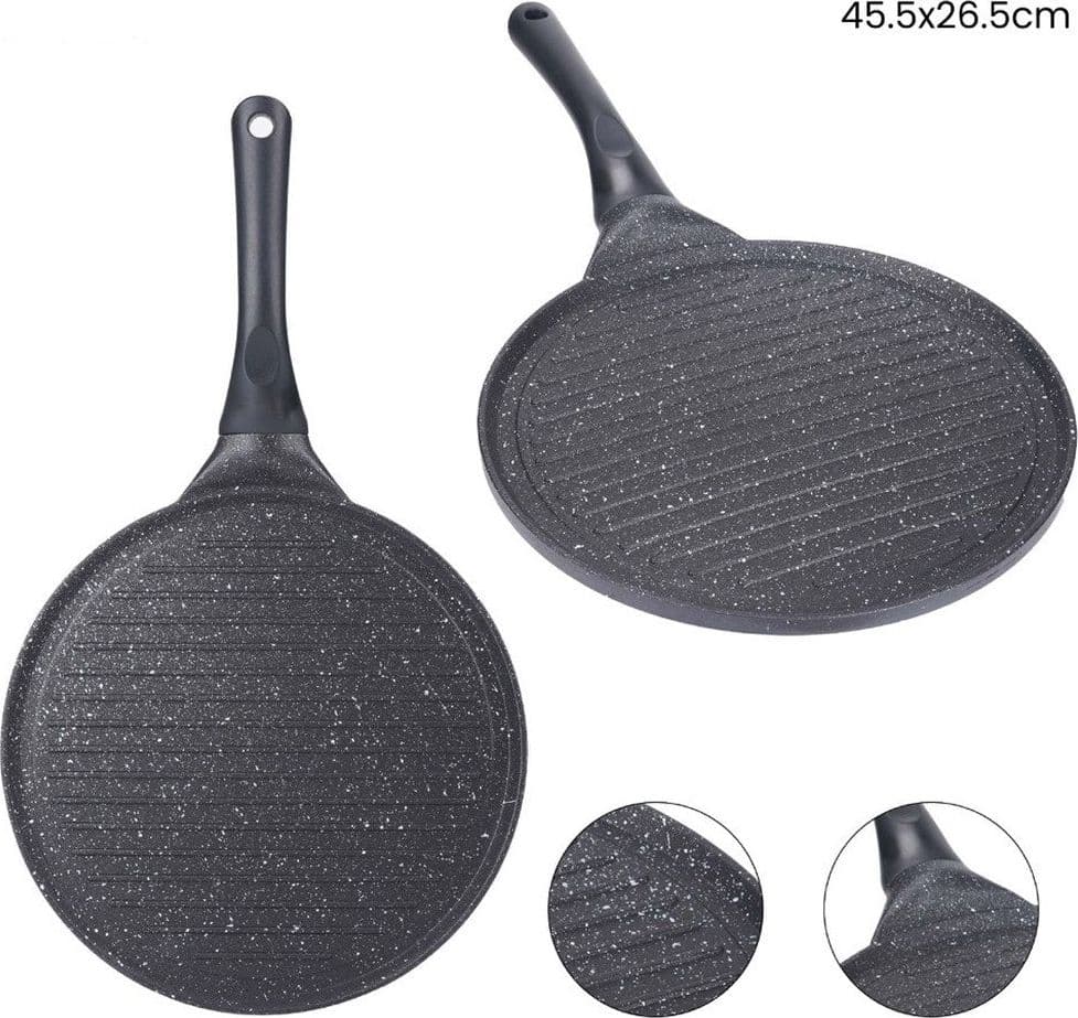 PADELLA ANTIADERENTE PIASTRA GRIGLIA TONDA PER CARNE VERDURE NERA ACCESSORI CUCINA 624390 in Padelle grill Trade Shop italia - Napoli, commercioVirtuoso.it