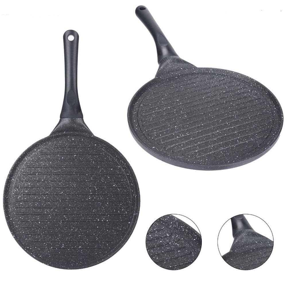 Padella Antiaderente Piastra Griglia Tonda Per Carne Verdure Nera Accessori Cucina 624390