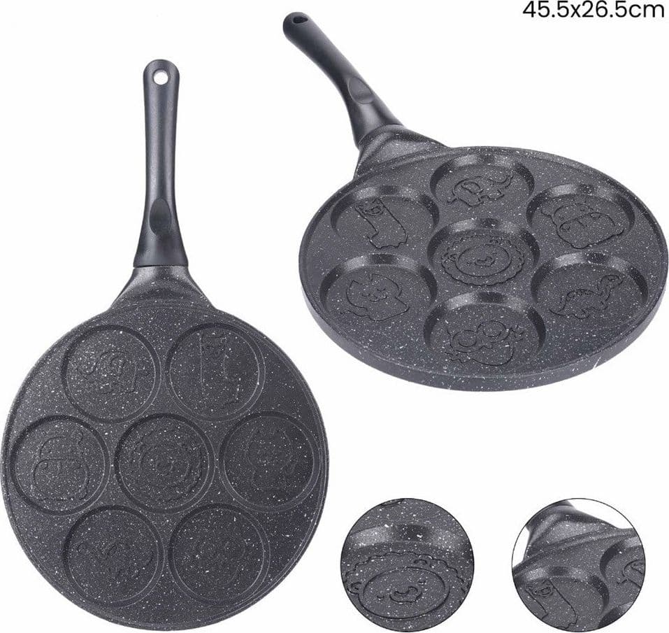PADELLA ANTIADERENTE PER PANCAKE UOVA CIALDE CON 7 STAMPI FORME ANIMALI ROTONDE 624391 in Padelle universali Trade Shop italia - Napoli, commercioVirtuoso.it