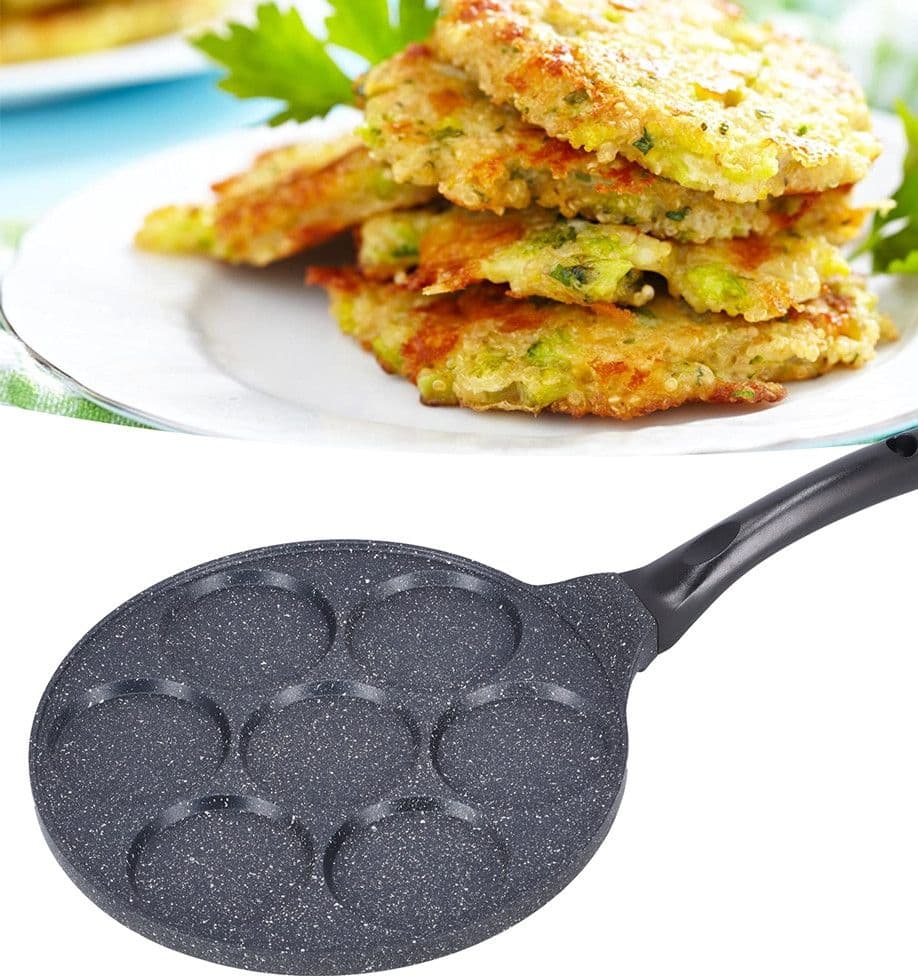 PADELLA MULTIFUNZIONE PER PANCAKE FRITTELLE NERO A 7 FORI STAMPI ANTIADERENTE 62432 in Padelle universali Trade Shop italia - Napoli, commercioVirtuoso.it