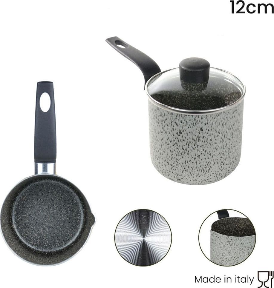 PENTOLINO BOLLILATTE CON RIVESTIMENTO ANTIADERENTE COPERCHIO IN VETRO 12 CM 044997M in Cocotte Trade Shop italia - Napoli, commercioVirtuoso.it