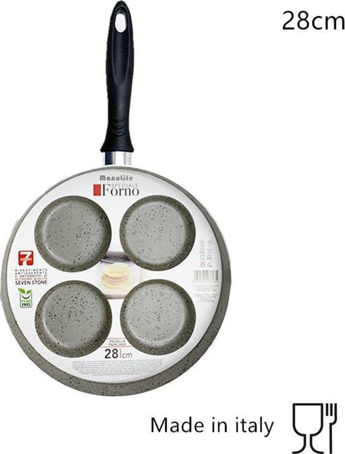 PADELLA PER PANCAKE CON  4 SCOMPARTI TONDI ANTIADERENTE ANTIGRAFFIO DA 28 CM 037135M in Padelle universali Trade Shop italia - Napoli, commercioVirtuoso.it