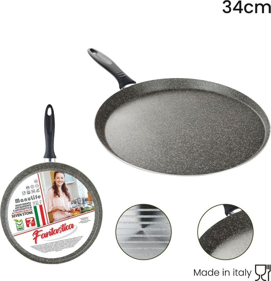 PIASTRA TONDA LISCIA PADELLA CUCINA ANTIADERENTE ANTIGRAFFIO A 7 STRATI DA 34 CM 045000M in Padelle universali Trade Shop italia - Napoli, commercioVirtuoso.it