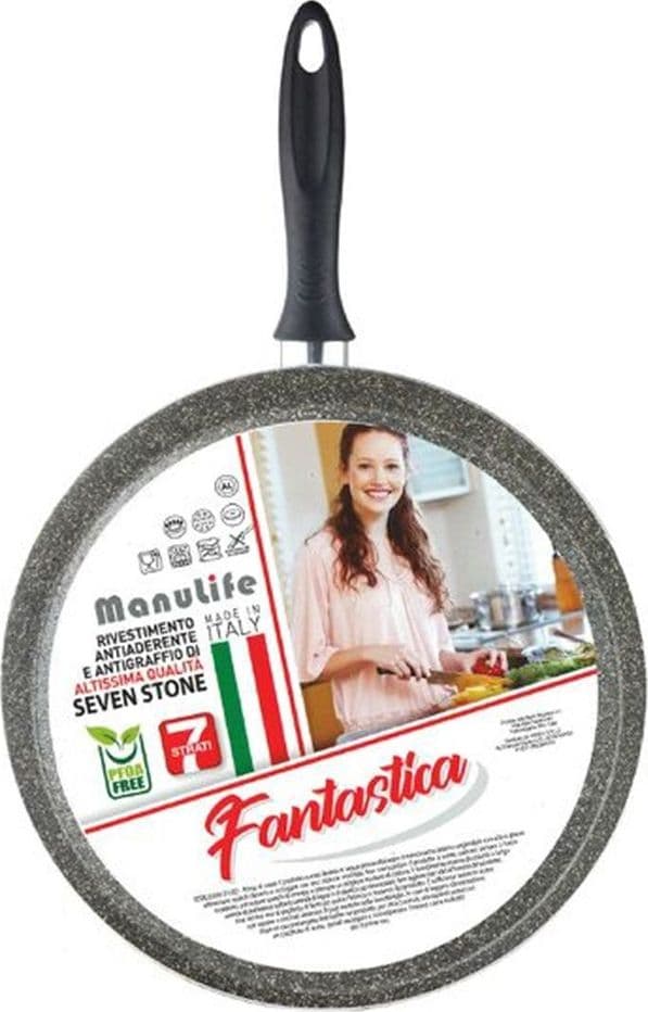 BISTECCHIERA TONDA RIGATA PADELLA CUCINA ANTIADERENTE ANTIGRAFFIO 7 STRATI 34 CM 045017M in Padelle grill Trade Shop italia - Napoli, commercioVirtuoso.it