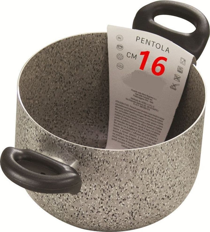 PENTOLA A DOPPIO MANICO NERO ANTIADERENTE PIETRA DIAMETRO 16-18-20-22 CM UTENSILE CUCINA in Set di padelle Trade Shop italia - Napoli, commercioVirtuoso.it