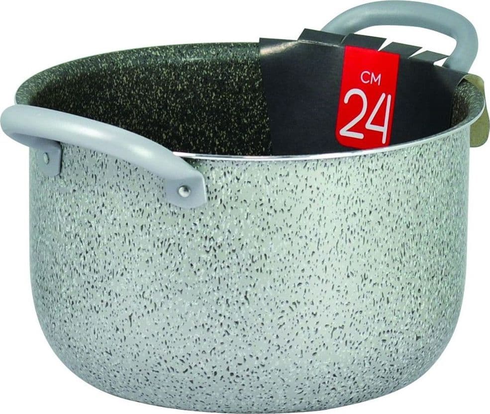 PENTOLA IN ALLUMINIO ANTIADERENTE GRIGIO PIETRA DA 24 CM CON 2 MANICI A TUBO 044300M - 2
