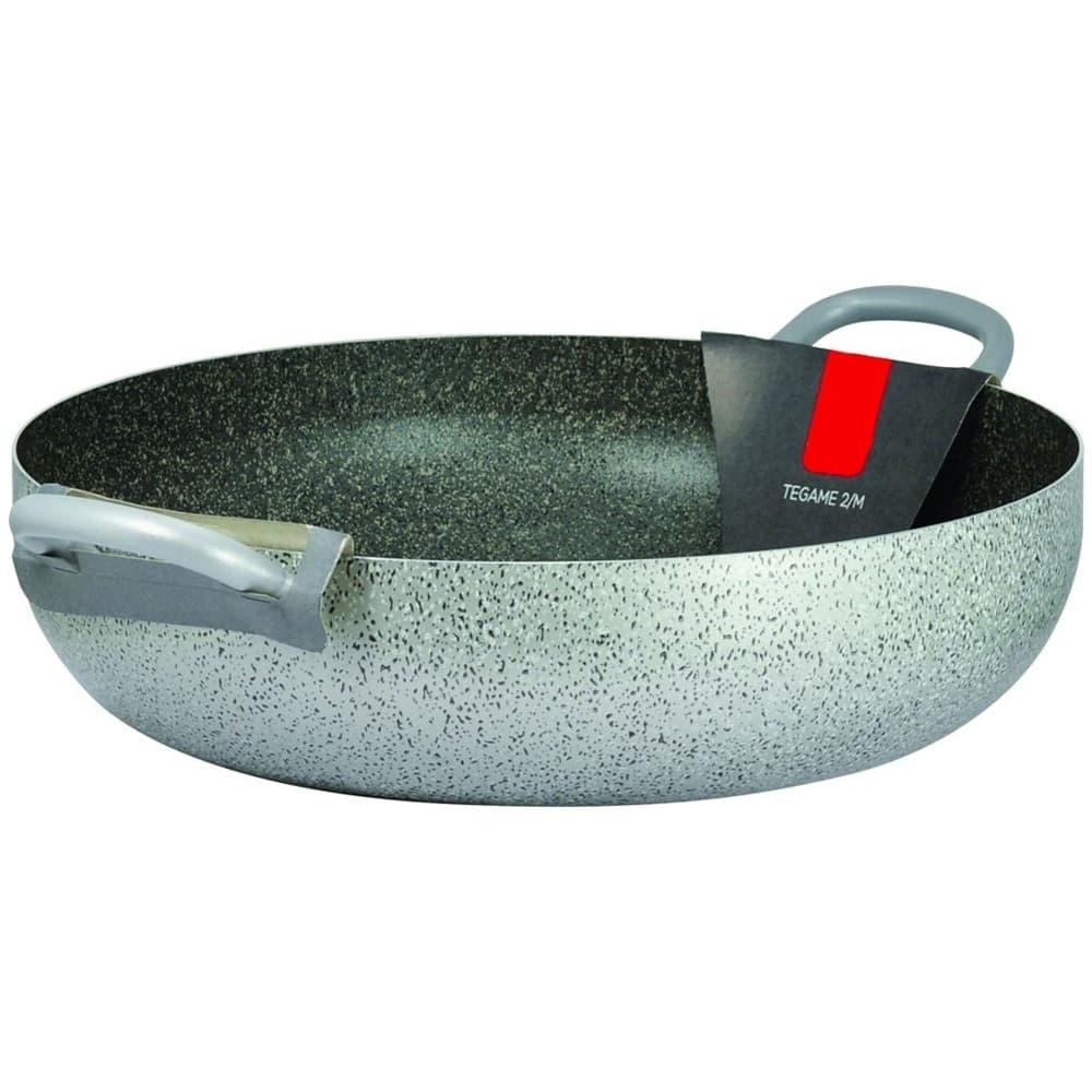 TEGAME IN ALLUMINIO ANTIADERENTE GRIGIO PIETRA DA 36-40 CM PENTOLA CON 2 MANICI A TUBO