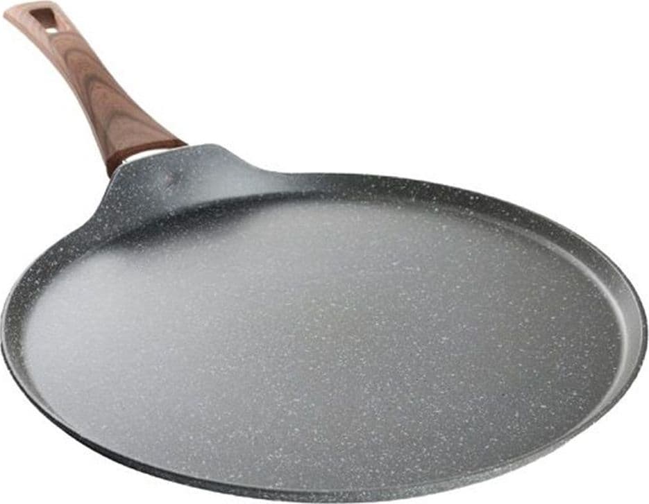 PADELLA PIASTRA CREPIERA ANTIADERENTE Ø32CM UOVO FRITTO PER INDUZIONE MANICO LEGNO 043204M