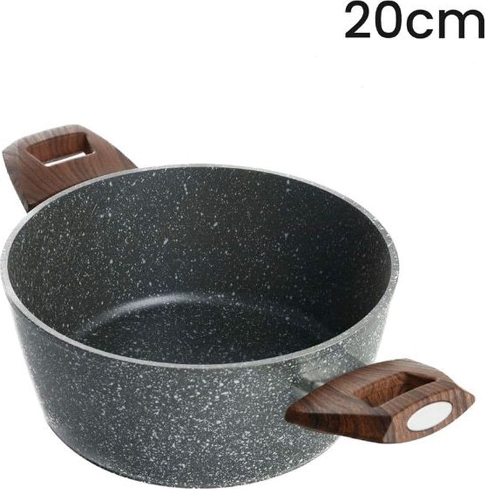 CASSERUOLA CON 2 MANICI LEGNO PENTOLA ANTIADERENTE ANTIGRAFFIO PER INDUZIONE DA Ø16 A 24CM in Casseruole Trade Shop italia - Napoli, commercioVirtuoso.it