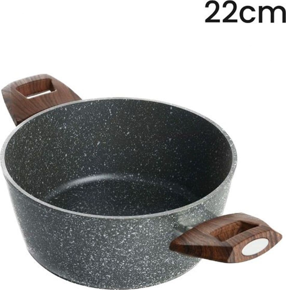 CASSERUOLA CON 2 MANICI LEGNO PENTOLA ANTIADERENTE ANTIGRAFFIO PER INDUZIONE DA Ø16 A 24CM in Casseruole Trade Shop italia - Napoli, commercioVirtuoso.it