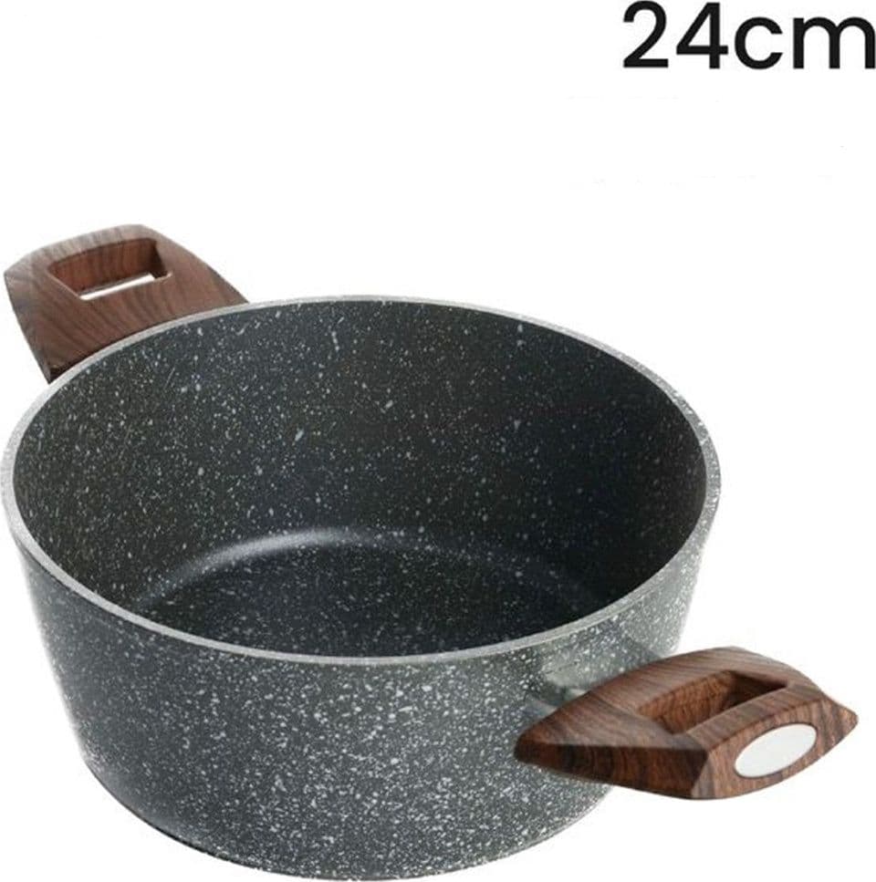 CASSERUOLA CON 2 MANICI LEGNO PENTOLA ANTIADERENTE ANTIGRAFFIO PER INDUZIONE DA Ø16 A 24CM in Casseruole Trade Shop italia - Napoli, commercioVirtuoso.it