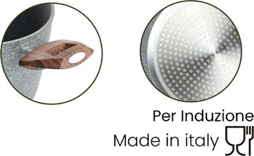 PENTOLA ANTIADERENTE ANTIGRAFFIO RESISTENTE 2 MANICI LEGNO PER PIANO INDUZIONE DA Ø16-20CM in Casseruole Trade Shop italia - Napoli, commercioVirtuoso.it