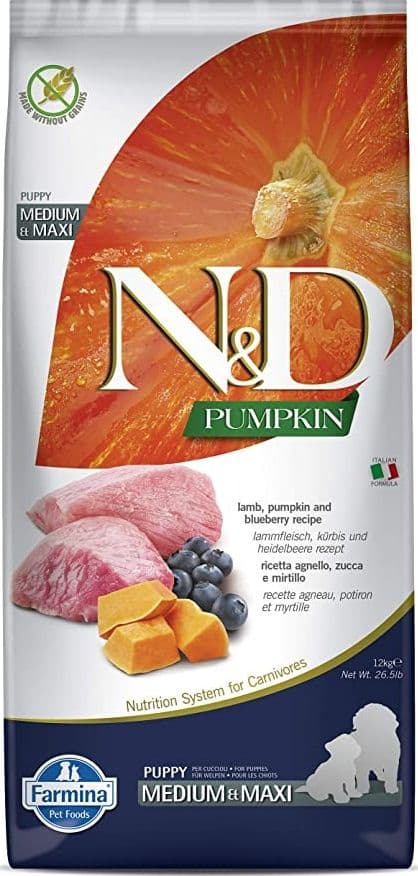 Farmina N&D Pumpkin mangime secco Cani Puppy Medium Maxi agnello e mirtillo in Secco 101 Market - Poggibonsi, commercioVirtuoso.it