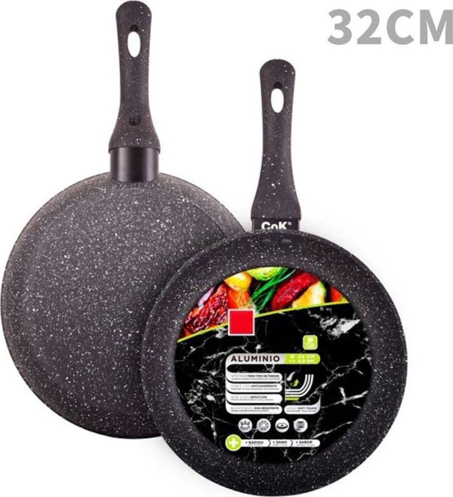 PADELLA IN ALLUMINIO CON RIVESTIMENTO ANTIADERENTE EFFETTO PIETRA NERO DA Ø20 A 32CM in Padelle universali Trade Shop italia - Napoli, commercioVirtuoso.it