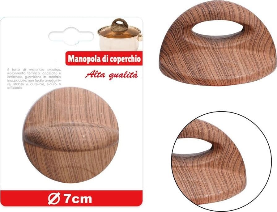 POMELLO MANOPOLA RICAMBIO PER COPERCHIO RESISTENTE AL CALORE Ø7CM EFFETTO LEGNO 607416 in Coperchi per pentole Trade Shop italia - Napoli, commercioVirtuoso.it