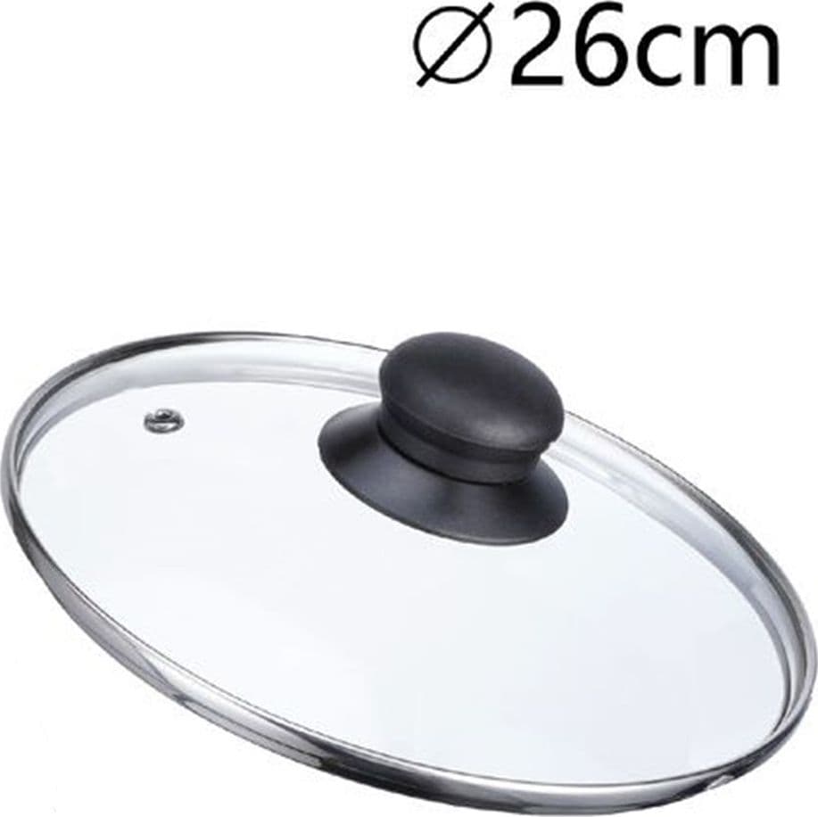 COPERCHIO IN VETRO RICAMBIO PER PENTOLA PADELLA Ø16-18-20-22-24-26-30-32CM POMELLO NERO in Coperchi per pentole Trade Shop italia - Napoli, commercioVirtuoso.it