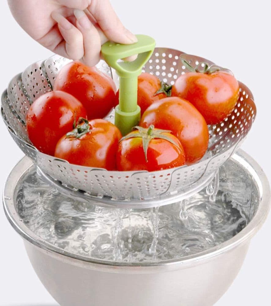 Cestello per Cottura a Vapore in Acciaio Inox Pieghevole per Verdure in Cestelli per cottura a vapore Trade Shop italia - Napoli, commercioVirtuoso.it