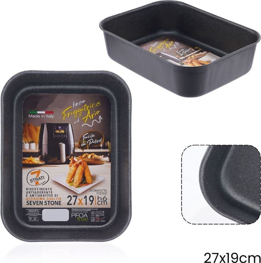 TEGLIA RETTANGOLARE SFORNATUTTO PICCOLO 27X19XH6CM PER FRIGGITRICE AD ARIA FORNO 054040 in Accessori per friggitrici Trade Shop italia - Napoli, commercioVirtuoso.it