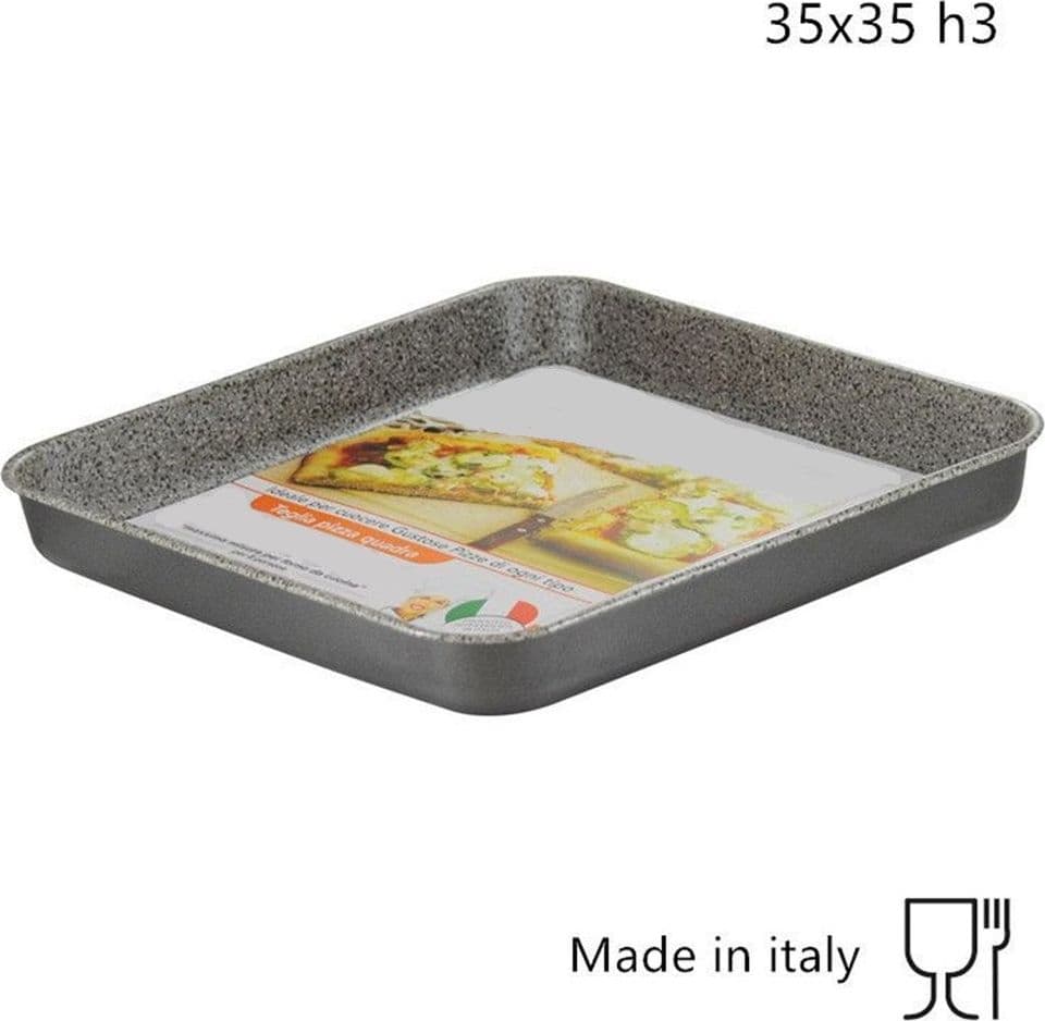 TEGLIA QUADRA BASSA PIZZA 35X35XH3CM FORNO RIVESTIMENTO ANTIADERENTE ANTIGRAFFIO 036879M in Teglie per pizza Trade Shop italia - Napoli, commercioVirtuoso.it