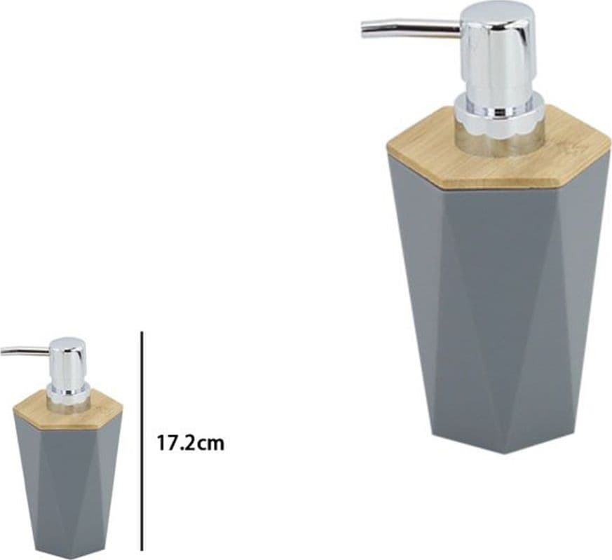 DISPENSER SAPONE LIQUIDO A CILINDRO ESAGONALE GEOMETRICO GRIGIO LEGNO DA BAGNO 10846 in Dosatori per sapone liquido Trade Shop italia - Napoli, commercioVirtuoso.it