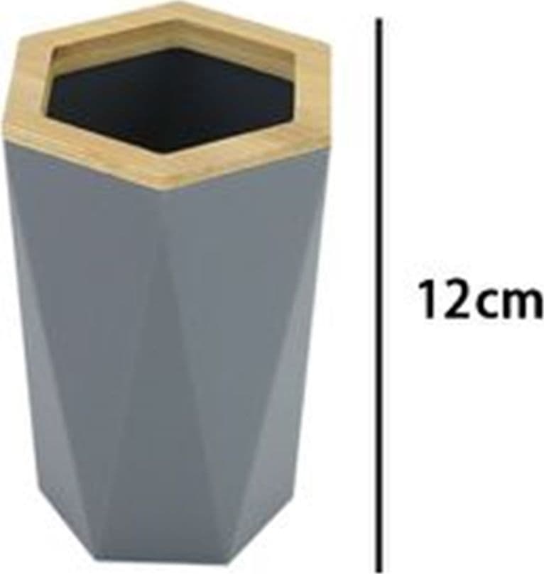 BICCHIERE PORTA SPAZZOLINI A CILINDRO ESAGONALE GEOMETRICO GRIGIO LEGNO DA BAGNO 10847 in Porta spazzolini Trade Shop italia - Napoli, commercioVirtuoso.it