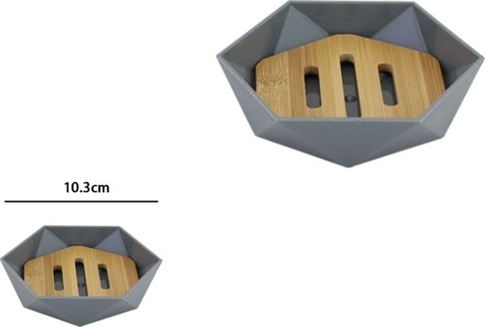PIATTINO PORTA SAPONE SAPONETTA FORMA ESAGONALE GEOMETRICO GRIGIO LEGNO DA BAGNO 10848 in Portasapone Trade Shop italia - Napoli, commercioVirtuoso.it