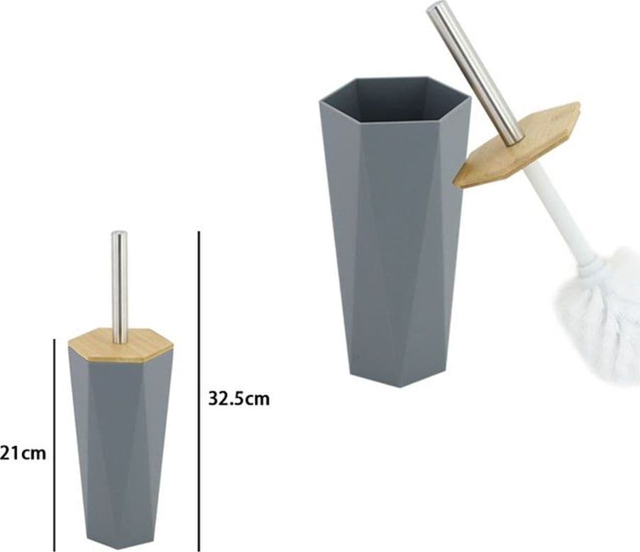 PORTA SCOPINO ESAGONALE GEOMETRICO GRIGIO LEGNO CON SCOPETTINO SPAZZOLONE WC BAGNO 10849 in Scopini e porta scopini Trade Shop italia - Napoli, commercioVirtuoso.it