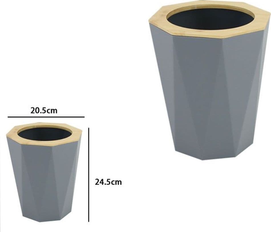 PATTUMIERA CESTINO SPAZZATURA A CILINDRO ESAGONALE GEOMETRICO GRIGIO LEGNO DA BAGNO 10850 in Pattumiere da bagno Trade Shop italia - Napoli, commercioVirtuoso.it