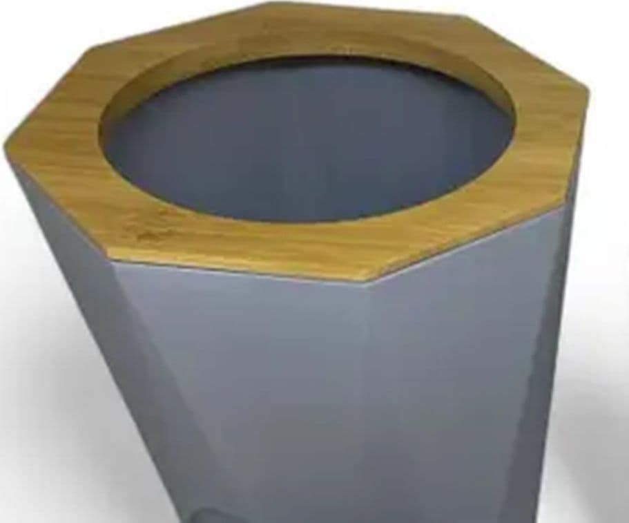 PATTUMIERA CESTINO SPAZZATURA A CILINDRO ESAGONALE GEOMETRICO GRIGIO LEGNO DA BAGNO 10850 in Pattumiere da bagno Trade Shop italia - Napoli, commercioVirtuoso.it