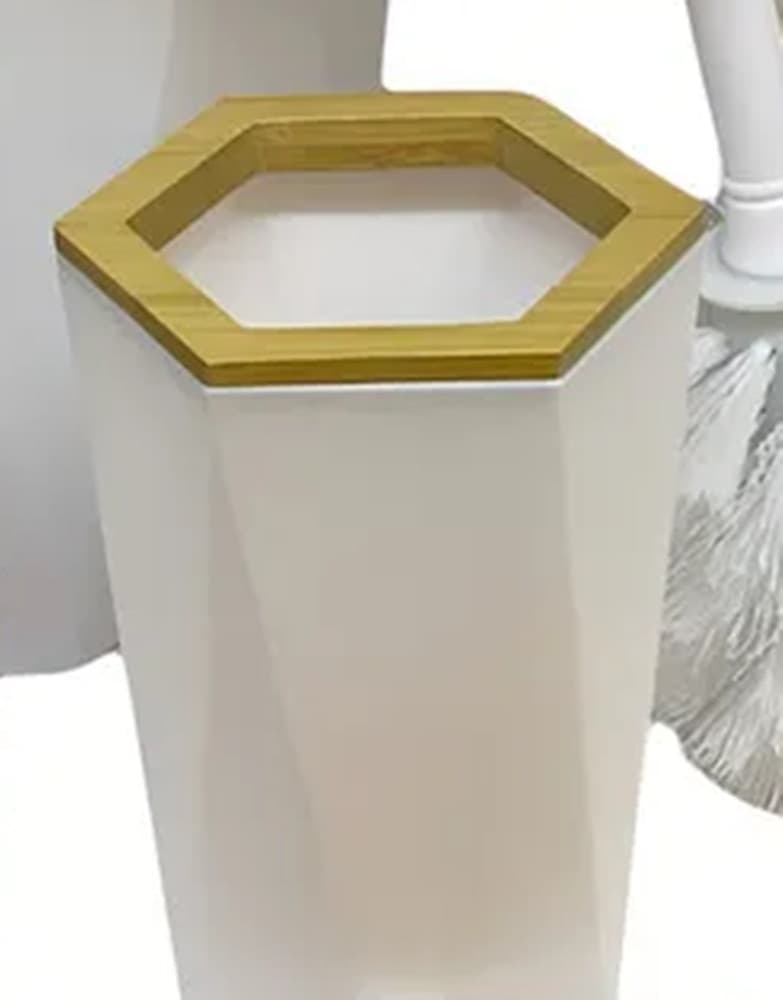 BICCHIERE PORTA SPAZZOLINI A CILINDRO ESAGONALE GEOMETRICO BIANCO LEGNO DA BAGNO 10837 in Porta spazzolini Trade Shop italia - Napoli, commercioVirtuoso.it