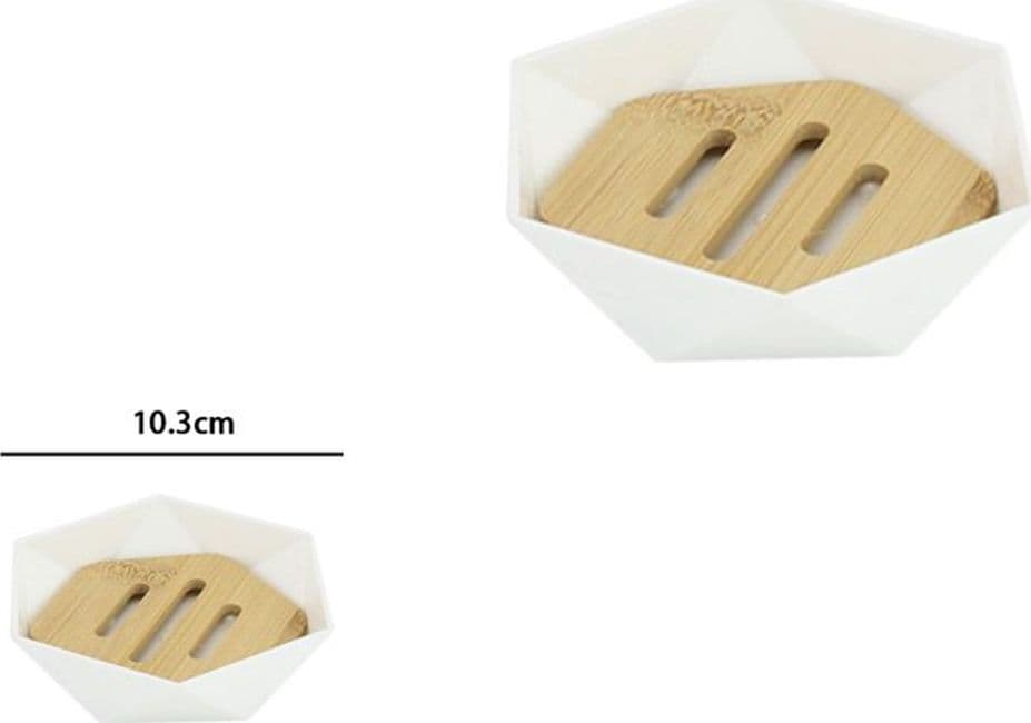 PIATTINO PORTA SAPONE SAPONETTA FORMA ESAGONALE GEOMETRICO BIANCO LEGNO DA BAGNO 10838 in Portasapone Trade Shop italia - Napoli, commercioVirtuoso.it