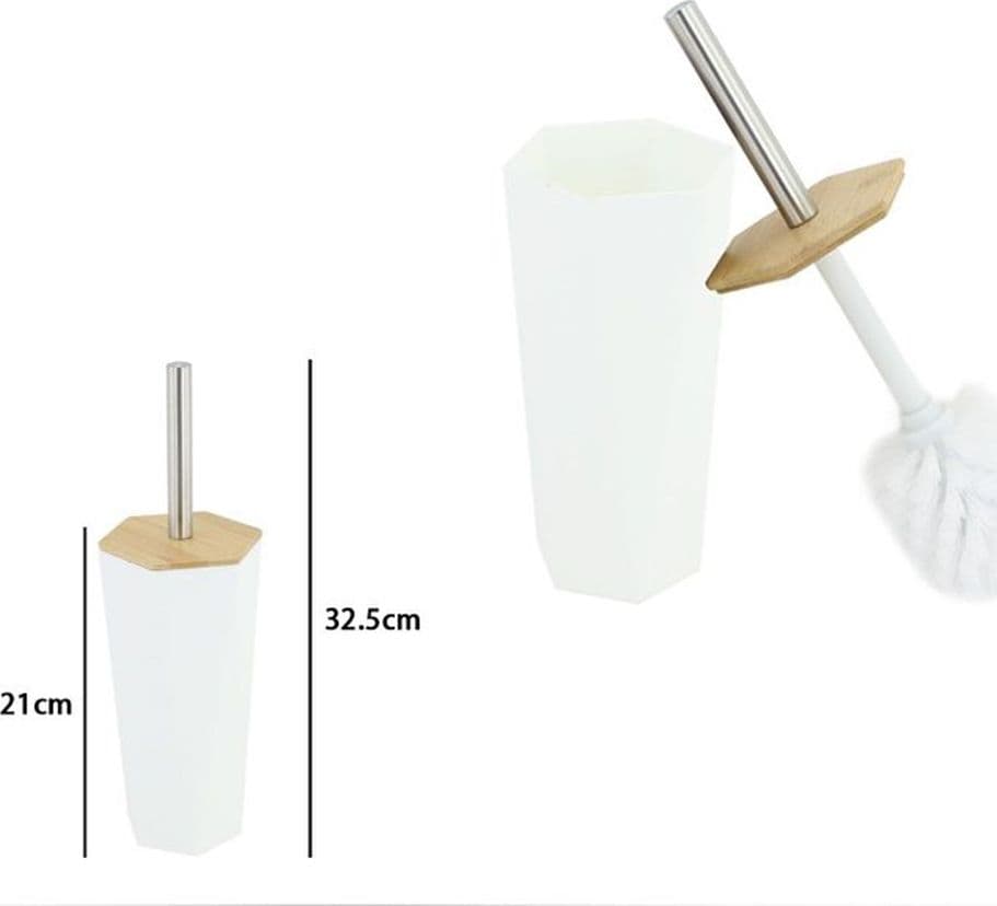 PORTA SCOPINO ESAGONALE GEOMETRICO BIANCO LEGNO CON SCOPETTINO SPAZZOLONE WC BAGNO 10839 in Scopini e porta scopini Trade Shop italia - Napoli, commercioVirtuoso.it